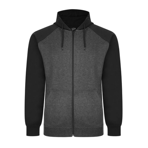 Bigdude Raglan Reißverschlussjacke Schwarz/Anthrazit Tall Fit